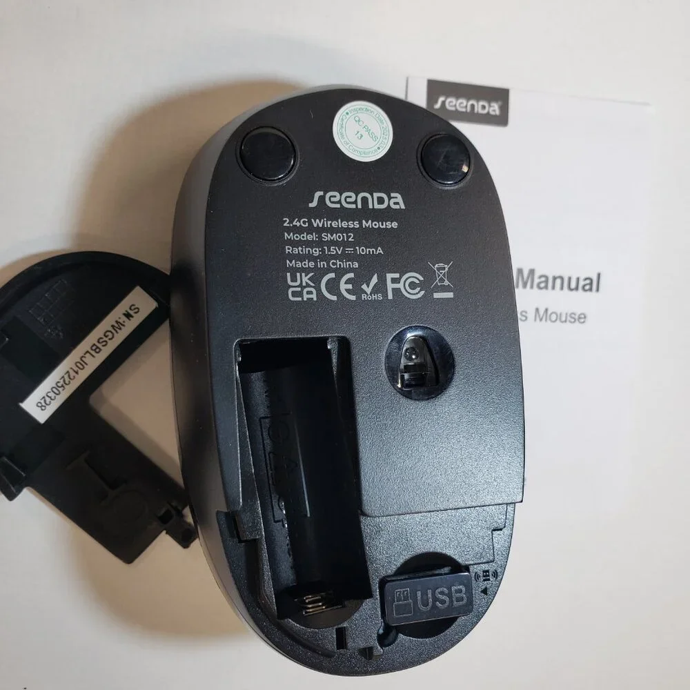 Seenda Wireless Mouse 2.4G Noiseless Mouse with USB Receiver. Black. for pc, mac